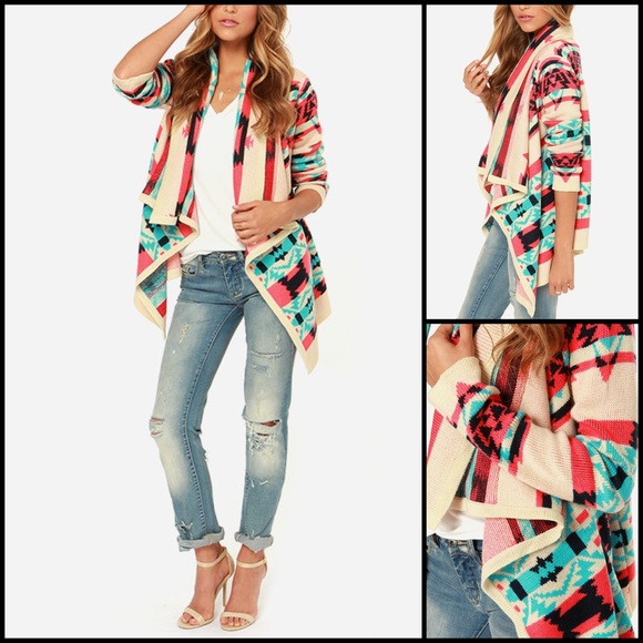 Anthro Moon Collection Aztec Drape Cardigan - Picture 4 of 16